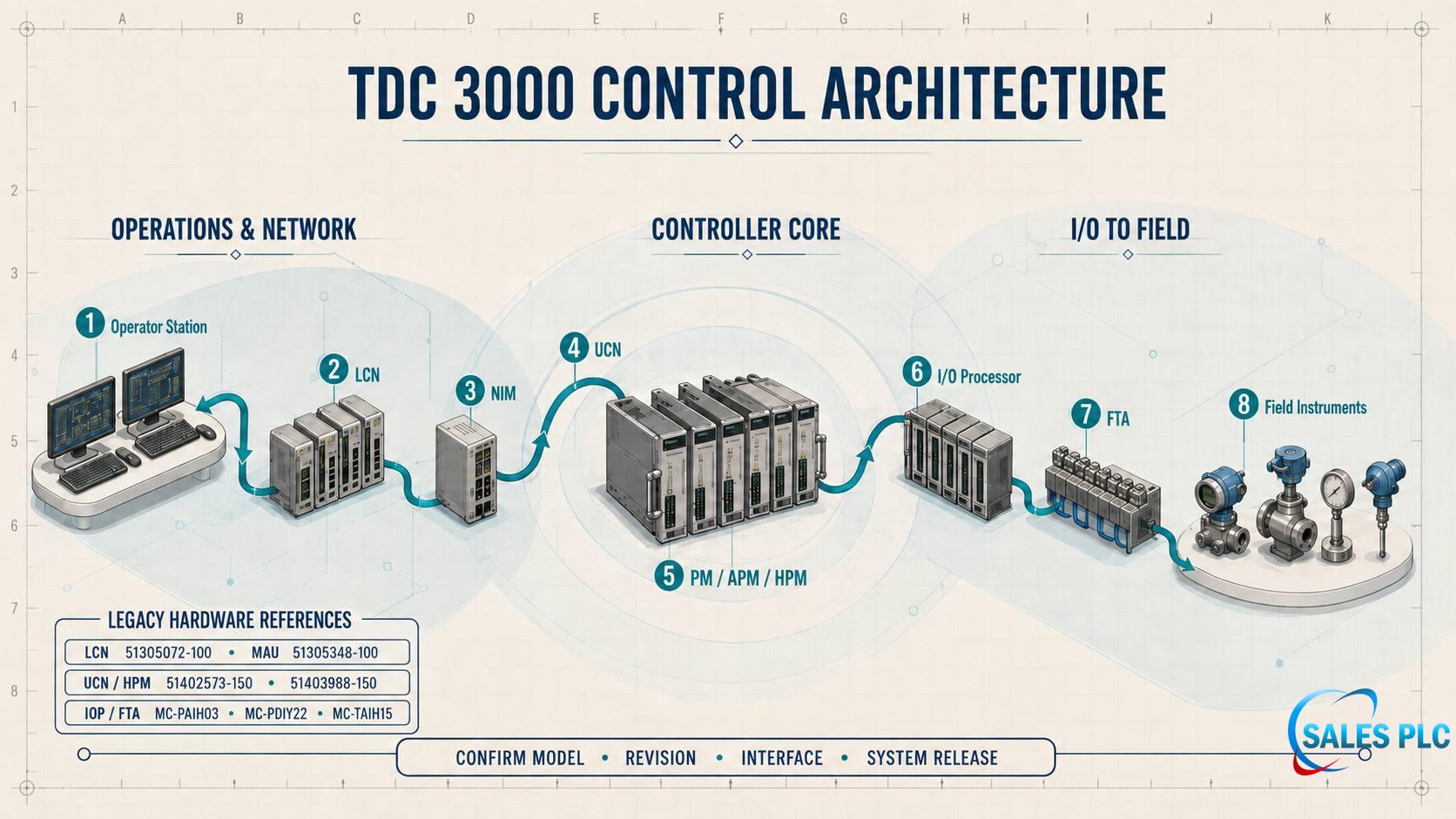 Honeywell TDC 3000 control architecture with legacy hardware references