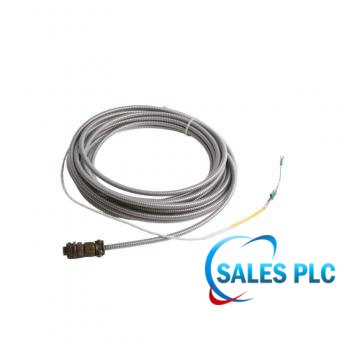 84510-33 Bently Nevada 33 ft two-wire shielded armored cable with a two-socket female connector at one end and terminal lugs at the other